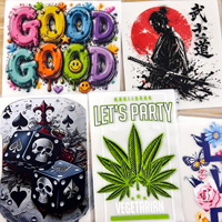 Transferts DTF personnalisés de haute qualité pour logos DIY, motifs prêts à poser, autocollants thermocollants pour vêtements, impressions par transfert thermique Plastisol PET