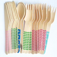 Ensemble de couverts en bois de bouleau jetables écologiques personnalisés cure-dents en bois cuillère fourchette couteau pour enfants pour le camping