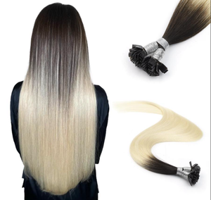 Extensions de cheveux Remy vierges à cuticules alignées, pointes plates, pré-collées à la kératine, cheveux humains lisses, pour usage professionnel en salon. - Product Image 1