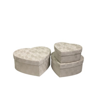 Boîte à fleurs en carton composite en velours tissé en forme de cœur, ensemble de trois boîtes cadeaux en forme de cœur de pêche, boîte cadeau de mariage