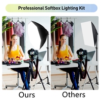 Ensemble de 3 boîtes à lumière parapluie 70x70cm avec trépied, éclairage de studio photo 85W 3200-5600K, kit de boîte à lumière avec télécommande 6000LM 100-240V
