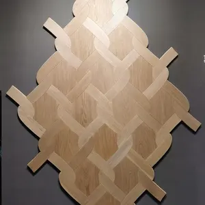 Revêtement de sol en bois de teck massif ondulé, Parquet multi-plis à formes irrégulières, chaleur chauffante