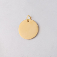 Vente en gros Pendentif avec logo gravé personnalisé Pendentif rond en acier inoxydable plaqué or 18 carats pour la création de bijoux