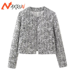 Exquis femmes américain 2024 automne/hiver nouvelle mode paillettes imperméable mince dentelle <span class=keywords><strong>pull</strong></span> à col roulé - Product Image 4