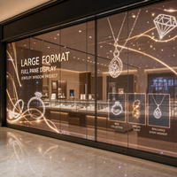 Écran LED transparent grand format pour vitrine de bijouterie, affichage sur mur de verre