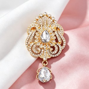 Flower Brooch Luxury Colourful Pearl Drilled Alloy Gold Plated Engagement Party Gift <b>Wedding</b> <b>Accessories</b> High Quality Jewelry - Product Image 4