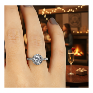 Azuris Elegante Anillo de Compromiso y Boda de Plata de Ley 925 con Gran Zirconia Cúbica, Bañado en Rodio, con Engaste de Barra, Moderno y Antialérgico - Product Image 3