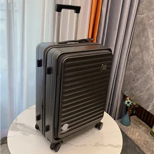 Bagasi bawaan 20 inci, koper TSA cangkang keras disetujui maskapai dengan port USB dengan roda dan bagasi saku