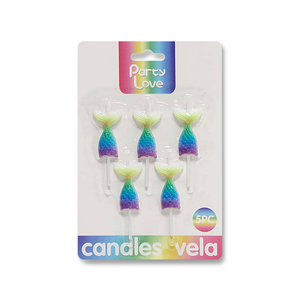 Bougies en forme de queue de sirène Party Love, 5 pièces, décorations d'anniversaire - Product Image 1