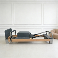 Equipo de Pilates Reformer Resistente, para Flexibilidad y Estiramiento Muscular de Cuerpo Completo, Reformer de Madera de Haya para Gimnasio