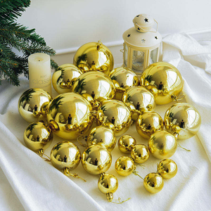 En stock, boule de Noël en plastique, boule de Noël en plastique brillante de 4 cm à 20 cm, boule de Noël plaquée brillante, décorations d'arbre de Noël - Product Image 3