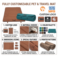 Tapis de voyage pour chien portable avec motif de logo personnalisé, ensemble de laisse pour chien imperméable, lit pour animaux de compagnie pliable, lavable en extérieur, lit pour chiot, tapis de lit pour chien en extérieur
