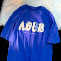 T-shirts personnalisés 2024 à col rond, broderie chenille, logo brodé, impression en relief, style hip-hop, coupe oversize, faible MOQ