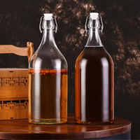 Bouteilles de bière en verre à ouverture basculante de style ancien de 2 L, transparentes, pour boissons gazeuses et fermentation de jus, bouteilles en verre de 2000 ml