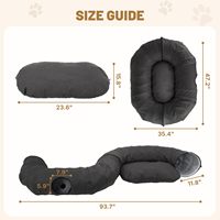 Lit tunnel 2-en-1 pour chats d'intérieur, type donut, avec tapis et jouet boule en peluche, en lin anti-griffures