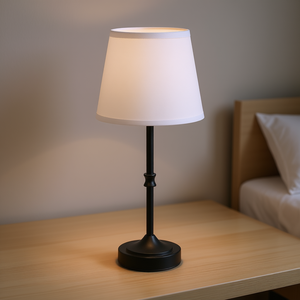 Lampe de table avec abat-jour en tissu blanc, batterie rechargeable 5200mAh, LED E26, bouton poussoir, design minimaliste, lampe de chevet pour chambre à coucher - Product Image 2