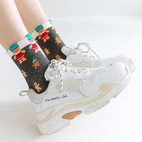 Chaussettes de Noël en coton pour femmes et filles avec logo personnalisé de qualité Crew Gift