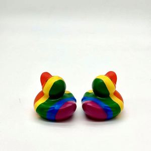 Hot Sale Pvc Mini Rainbow Soft Floating <b>Bath</b> Sound Duck Toy Custom Wholesale Rubber Ducks Bulk - Product Image 4