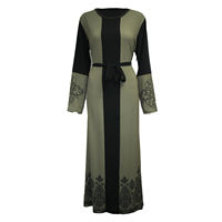 Robe Abaya à imprimé floral, manches longues, ceinture patchwork, faite à la main, en polyester, longueur ras du sol, pour les occasions de mariage