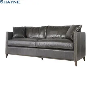 2024 collections Shayne Expertise Fabricant Salon de style américain Mont Blanc Wolf Véritable Fantaisie <span class=keywords><strong>Casa</strong></span> Rivets Canapé en cuir - Product Image 1