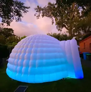 مخصص أبيض حفلات في الهواء الطلق إيجار حدث معرض خيمة led ضوء ملهى ليلي خيمة منزل اللعب قابلة للنفخ خيمة قبة الإسكيمو قابلة للنفخ
