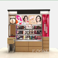 Boutique de salon de beauté Barre à sourcils Vitrine de magasin de cosmétiques Meubles Idées de design d'intérieur Vitrine de maquillage de luxe