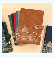 Ensemble de carnet en cuir de style chinois, journal avec feuille d'or, stylo et marque-page, boîte cadeau de papeterie pour cadeau promotionnel de bureau