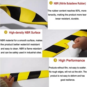Protections d'angle en caoutchouc NBR de qualité industrielle en forme de L, 5 m, jaune et noir, anti-collision, tampons d'angle autocollants en mousse, pare-chocs de sécurité - Product Image 4