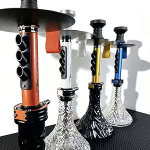 Modern <b>Hookah</b> Set Aluminum Tobacco <b>Pipe</b> Multi Tube Metal Base Glass Bowl Lounge Drinkware - Product Image 1