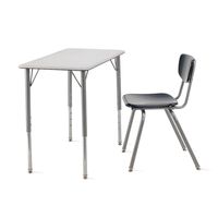 Ensemble de bureau et chaise d'école réglables, table d'étude blanche avec pieds en métal, mobilier de classe moderne, directement de l'usine