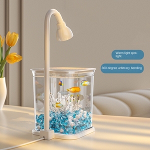 Led Petits <span class=keywords><strong>Aquariums</strong></span> et <span class=keywords><strong>Aquariums</strong></span> Transparent Goldfish Bowl Desktop Fish Tank Aquarium pour la décoration de la maison Mini Betta Fish Tank - Product Image 2