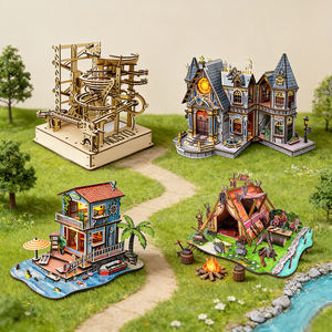 لعبة تعليمية ثلاثية الأبعاد مخصصة من الخشب على شكل مسار الرخام للأطفال والكبار، مجموعة ألغاز يدوية الصنع مع إضاءة - Product Image 1