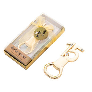 Apribottiglie in lega di zinco oro numerato 15 festa di <span class=keywords><strong>compleanno</strong></span> birra apribottiglie con scatola regalo - Product Image 1