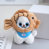 Pendentif figurine mini chat mignon, dessin animé et adorable porte-clés en forme de chat tête de poisson en peluche jouets en peluche en gros