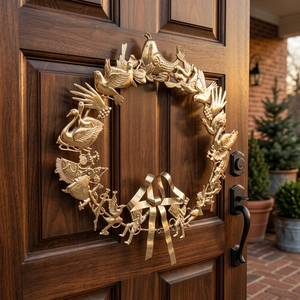 Rustic Metal <b>Christmas</b> <b>Wreath</b> Handmade Decorative Flowers Round Unlit Package High Quality Crafted - Product Image 4