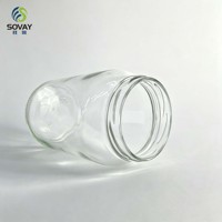 Pot de conservation en verre rond de 500 ml à grand diamètre, avec large ouverture à vis, transparent, pour la conservation des aliments en cuisine