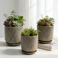 Pot Bunga Keramik Tebal Ramah Lingkungan Grosir Desain Unik untuk Dekorasi Taman Modern Indoor Outdoor