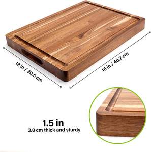 Tabla de Cortar de Madera de Acacia Gruesa de 16x12 Pulgadas con Ranura para Jugos, Compartimento de Clasificación, Tabla de Charcutería, Queso y Carnicería - Product Image 2