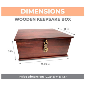 Wooden Keepsake <b>Box</b> Rectangular Solid Wood Covered <b>Storage</b> <b>Box</b> For <b>Photos</b> And Collectibles - Product Image 5