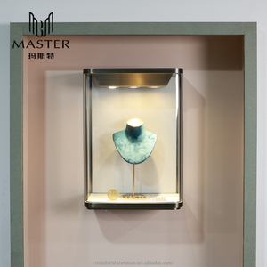 Exposição de vidro curvo personalizada Gabinete de exibição de parede em aço inoxidável <span class=keywords><strong>Showcase</strong></span> LED Lockable Jewelry Wall <span class=keywords><strong>showcase</strong></span> - Product Image 2