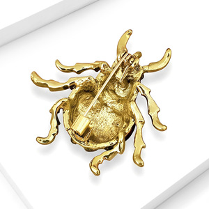 Broche en forme de <span class=keywords><strong>scarabée</strong></span> avec strass noirs et pattes dorées pour vestes et revers de femmes, 35 mm, noir et or - Product Image 3