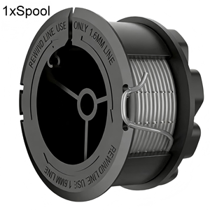 1xF016800570 Carrete de Hilo de Repuesto 6.1M/20FT 1.65mm con Tapa Negra para Recortadora de Césped Universal GrassCut 18-26, Piezas para Cortacésped - Product Image 1