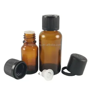 New style 10ml 30ml glass amber essential oil bottle with childproof tamper evident cap no dropper brown glass bottle