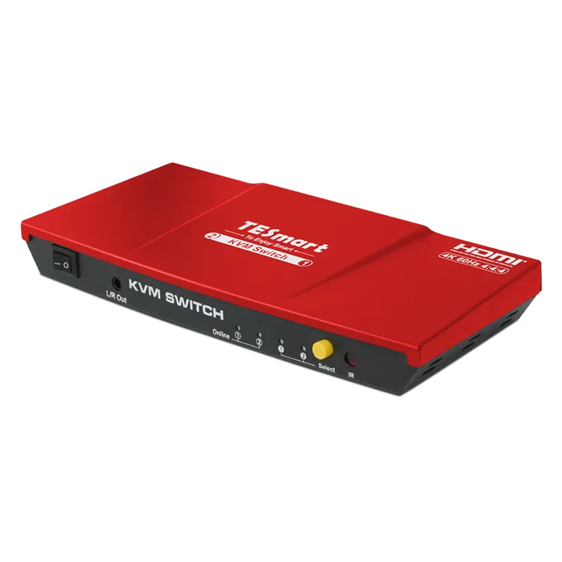 TESmart 4K 60Hz2ポートシェアPCモニタービデオスイッチャー2x1 HDMI USB 2.02ポートKVMスイッチ