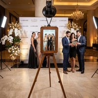 Photomaton en bois double face avec écran tactile de 18,5 pouces et kiosque portable pour selfies avec iPad pour location événementielle