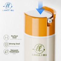Nouvelle Bouteille Pompe Airless de Luxe à Clipser avec Interrupteur Rotatif et Verrouillage par Torsion, Argentée, 30ml-150ml, pour Lotion et Crème