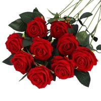 Roses artificielles en velours rouge uniques faites à la main, fleurs artificielles en gros, décoration pour la maison et les mariages, fournisseur pour la fête des mères