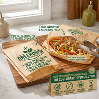 Sac de cuisson en papier sulfurisé biodégradable avec logo personnalisé, pochette de cuisson au four résistante à la chaleur, sac de rôtissage en papier sans BPA, sac de cuisson au four