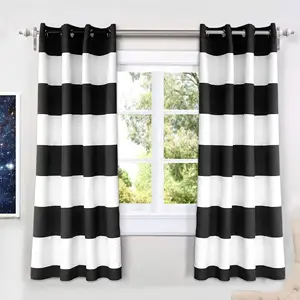 Dệt sọc trắng phòng tối Grommet Unlined màn Nhiệt Cách Nhiệt rèm cửa sổ 2 tấm mỗi 52 inch bởi 108 inch