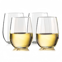 Verre à vin en plastique incassable de 16 oz, gobelet sans pied réutilisable, transparent comme du cristal, avec logo personnalisé, sans MOQ